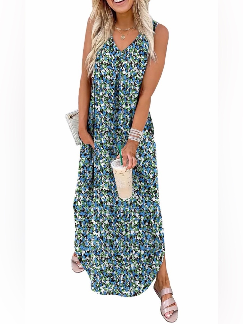 🆕Sleeveless V-Neck Maxi Dress with Pockets